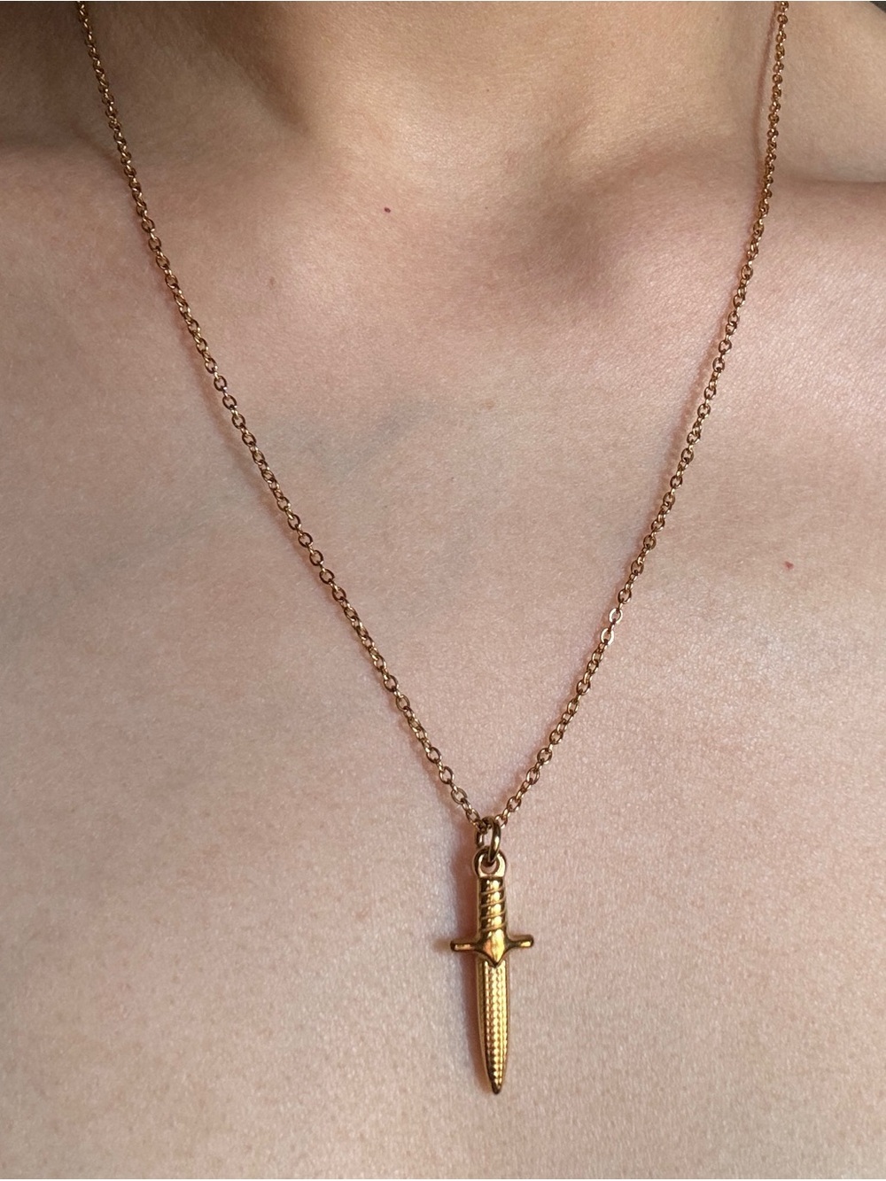 Gold Dagger Pendant Necklace - Women Jewelry